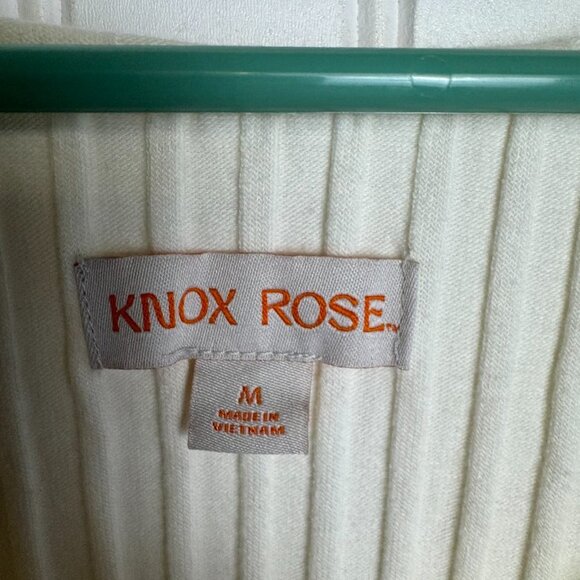 Knox Rose cream ribbed long sleeve scoop neck tee size medium P2 - Picture 6 of 8